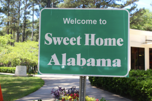 Sign reading "Welcome to Sweet Home Alabama"