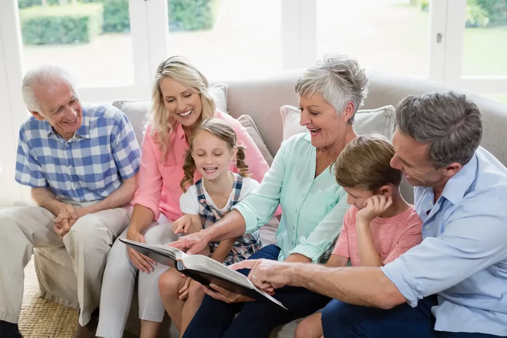 Multi-generational family talking about legacy and estate planning