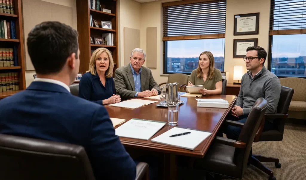 Family consulting with attorney about trust administration
