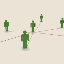 Web of human shapes connected to the center person, signifying the different roles to be filled in an estate plan.