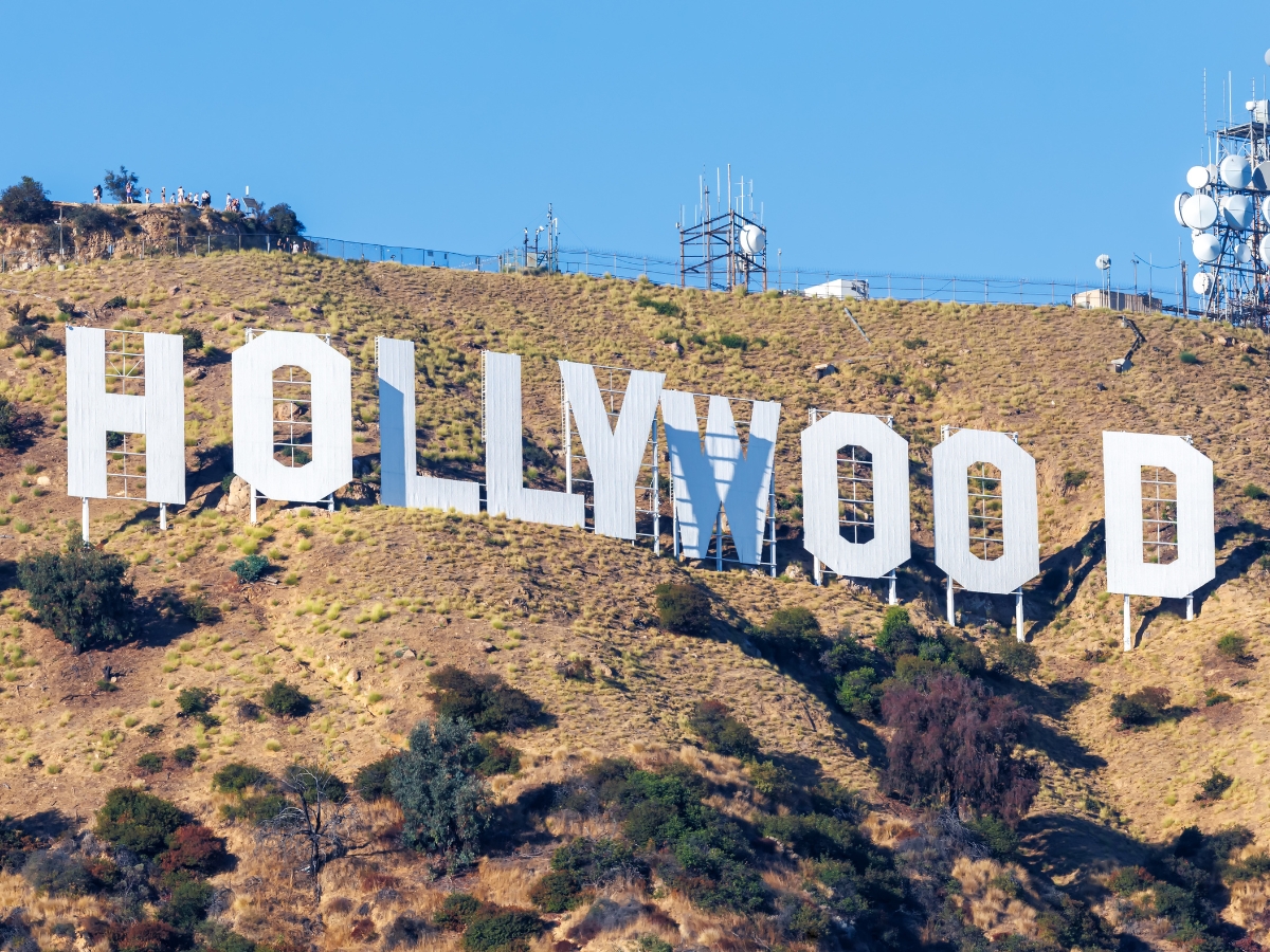 The Hollywood sign on a dry hillside in Los Angeles under a clear blue sky; What Hollywood gets wrong about estate planning in Alabama
